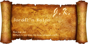 Jordán Kolos névjegykártya